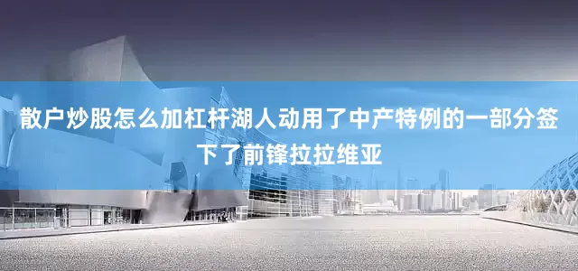 散户炒股怎么加杠杆湖人动用了中产特例的一部分签下了前锋拉拉维亚